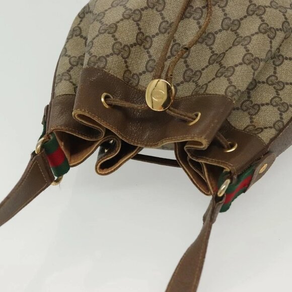 GUCCI GG Supreme Web Sherry Line Bag PVC Beige Gold 72 02 034 Auth 140637 - Picture 8 of 16